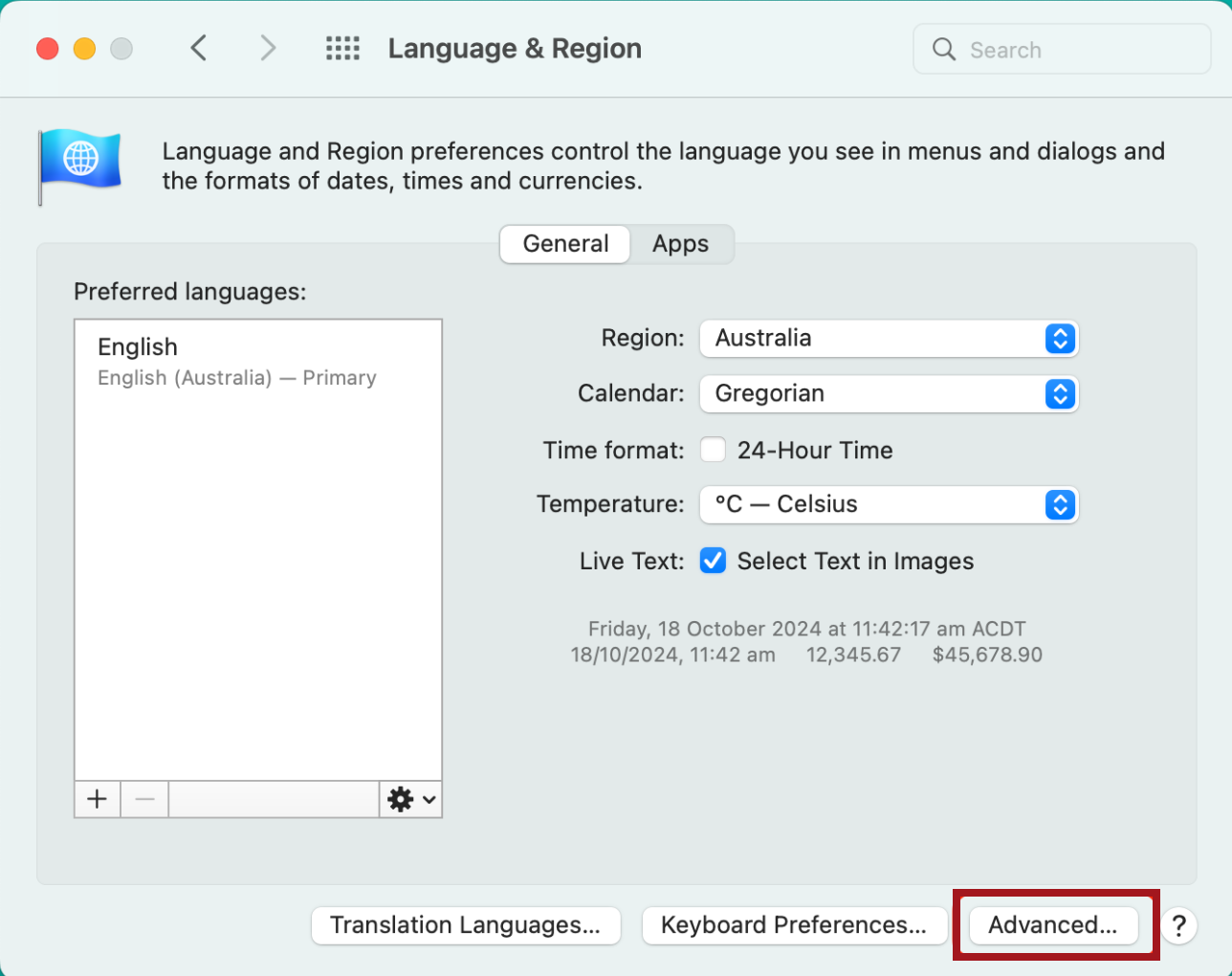 Mac Older OS - Language Region - Advanced Button 20241024.png