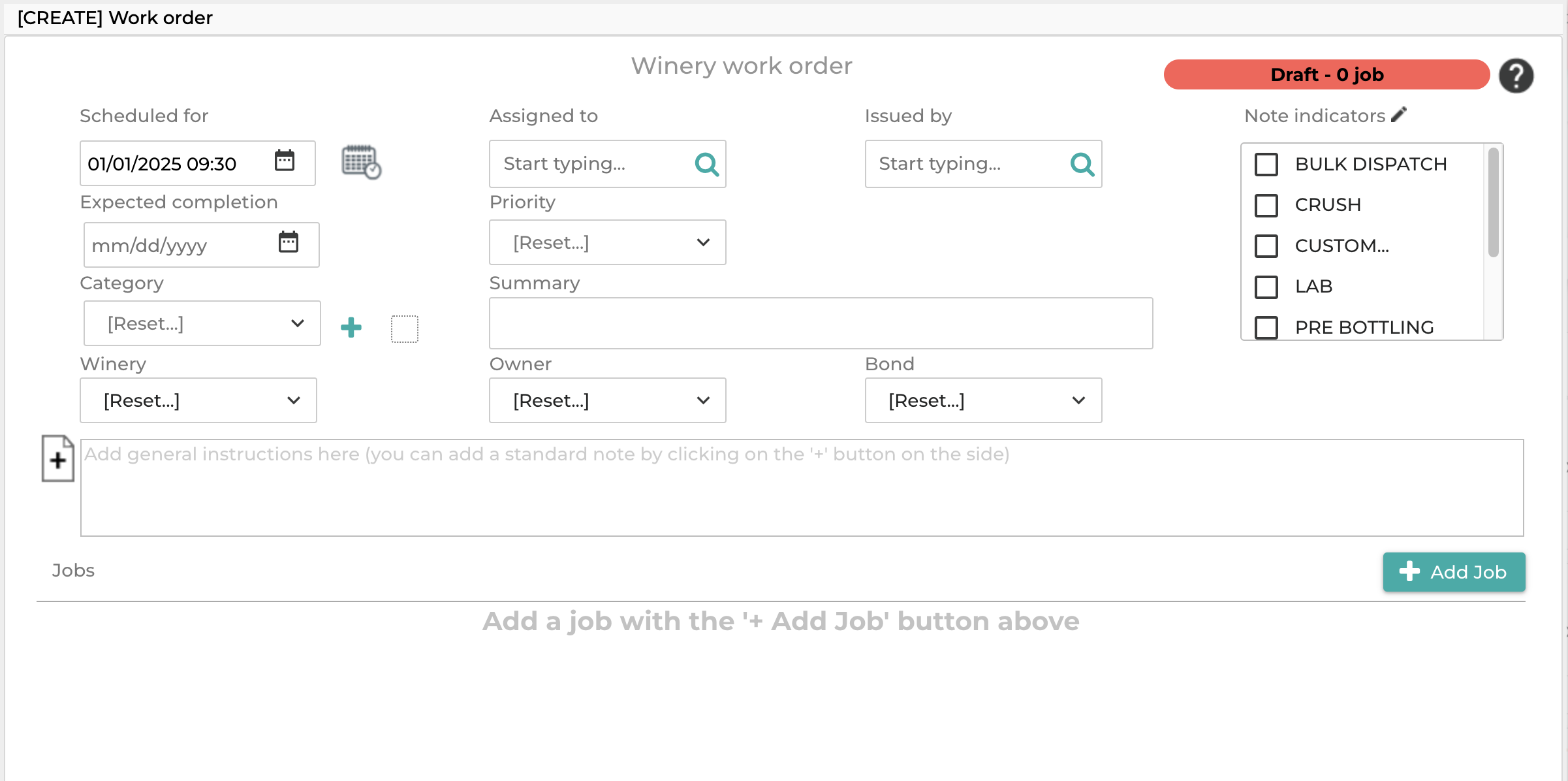 Create Work Order