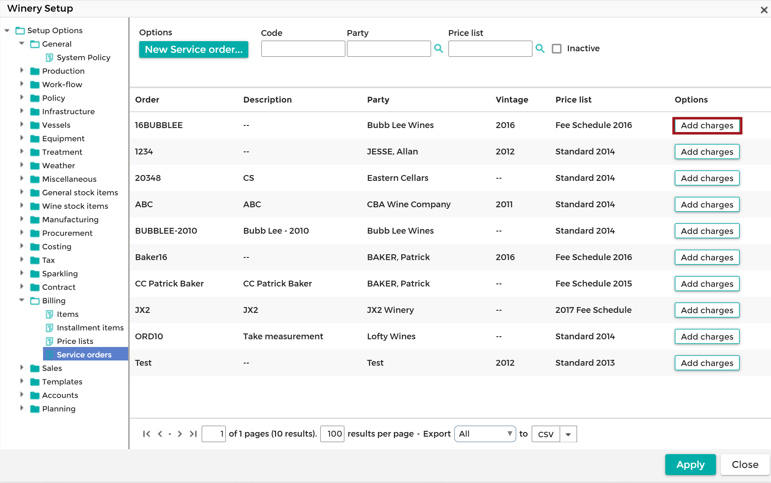 Winery Setup - Billing - Service Orders - Add Charges Button 20200714.png
