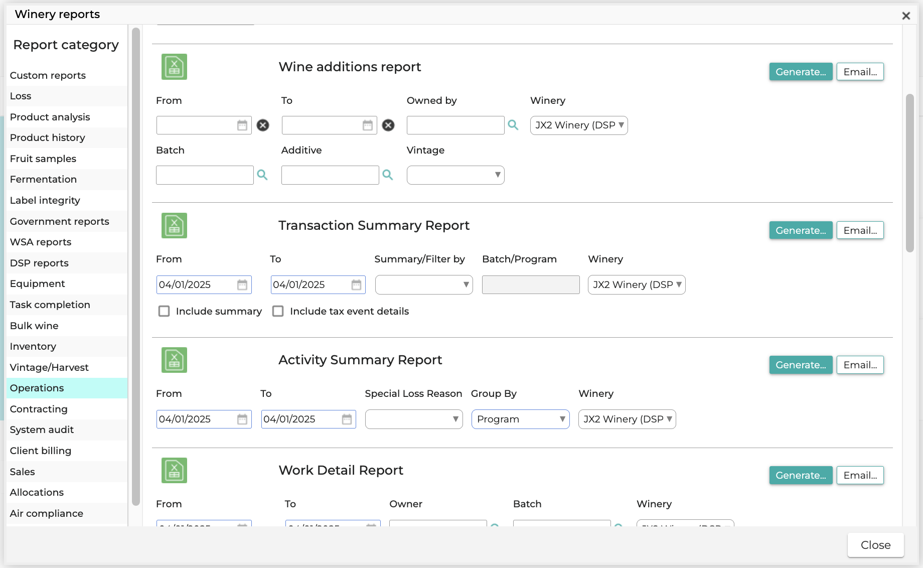 Transaction Summary Report