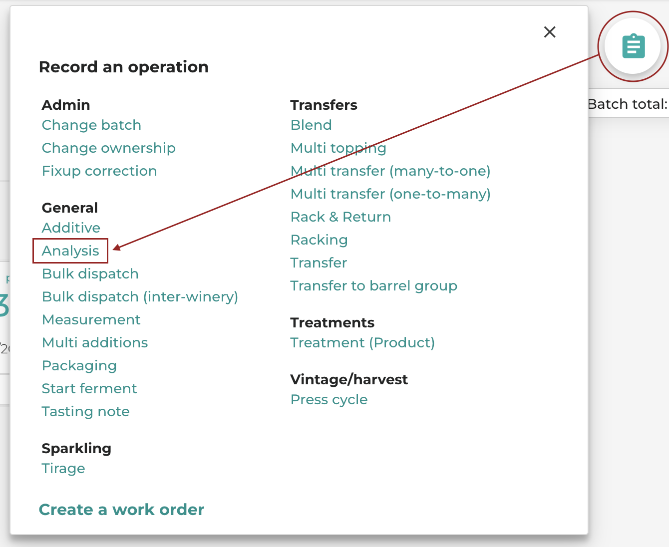 Adding an Analysis Operation from the Operations clipboard